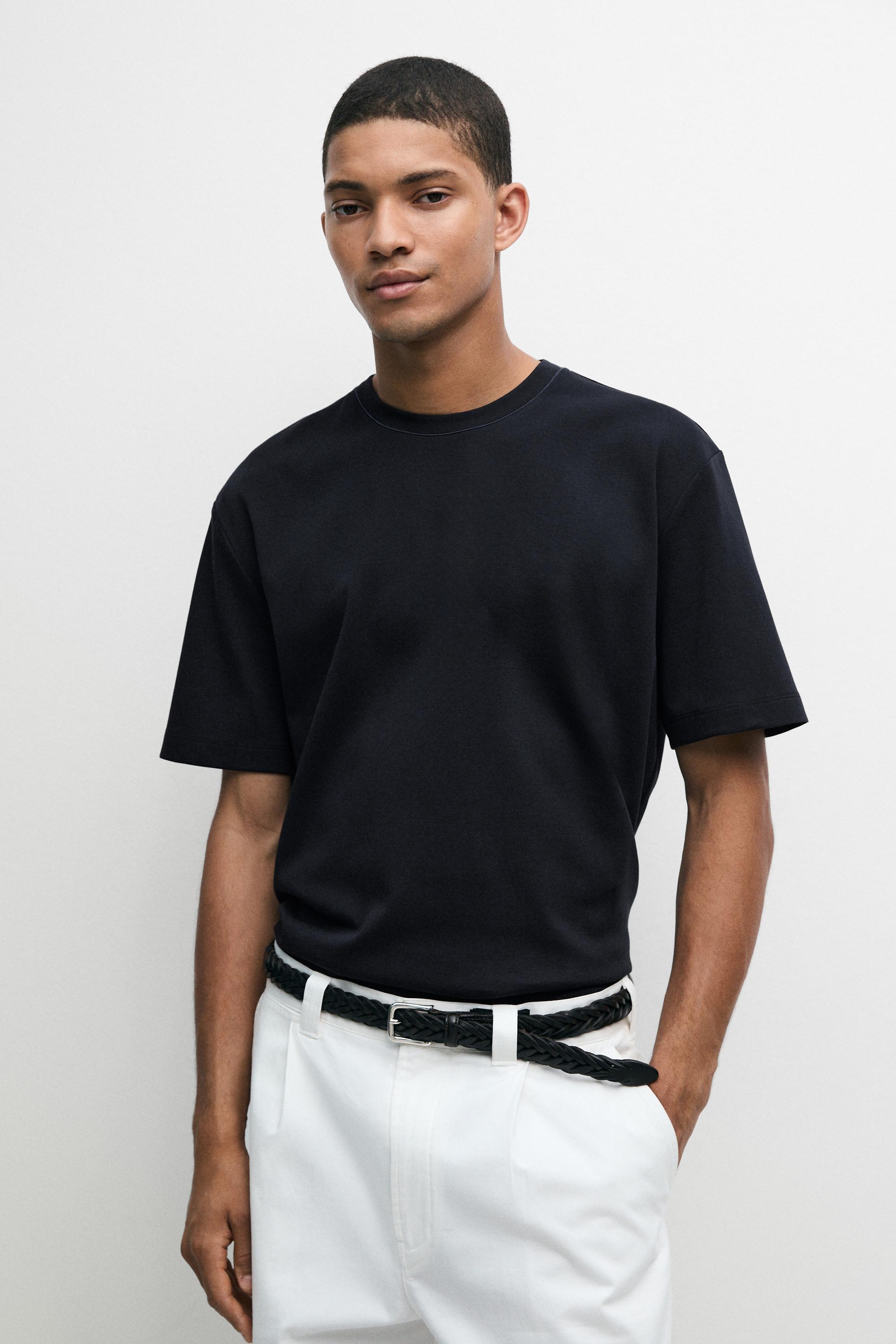 T-shirt manches courtes col contrastant